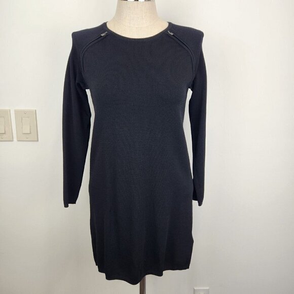 Banana Republic Factory Sweater Dress Womens S Black Shift Long Raglan Sleeve - Picture 1 of 11